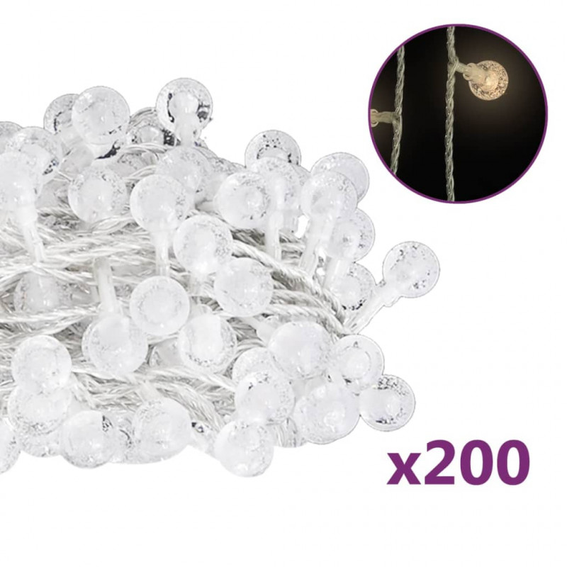 Lampki świąteczne, 20 m, 200 diod LED, ciepła biel, 8 funkcji