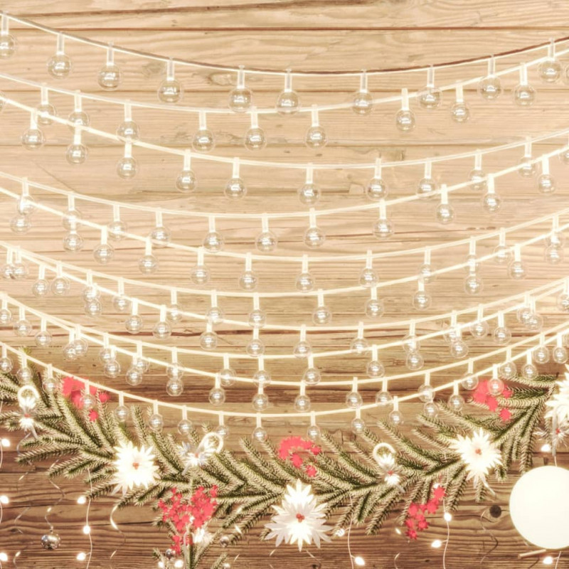 Lampki świąteczne, 20 m, 200 diod LED, ciepła biel, 8 funkcji