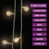 Lampki świąteczne, 20 m, 200 diod LED, ciepła biel, 8 funkcji