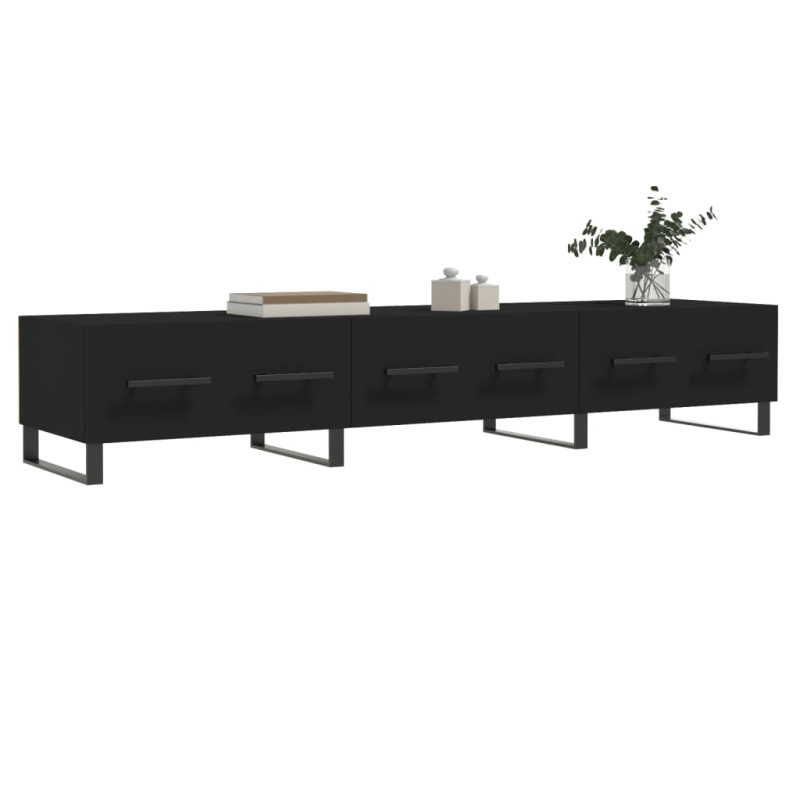 Szafka pod TV, czarna, 150x36x30 cm, materiał drewnopochodny