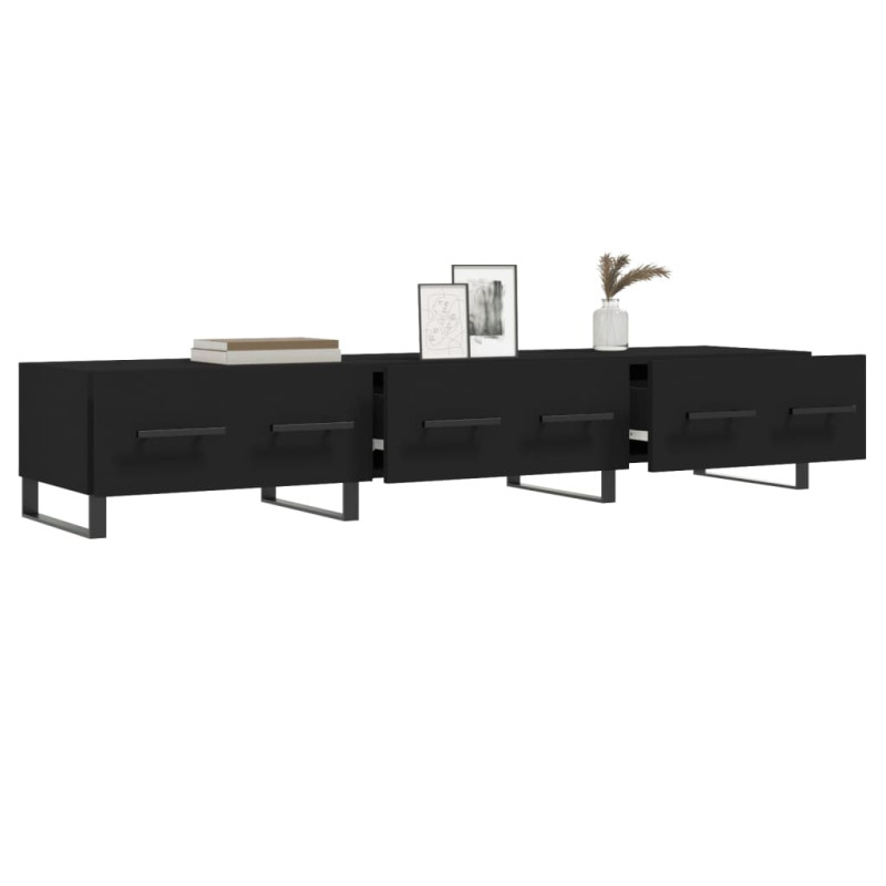 Szafka pod TV, czarna, 150x36x30 cm, materiał drewnopochodny