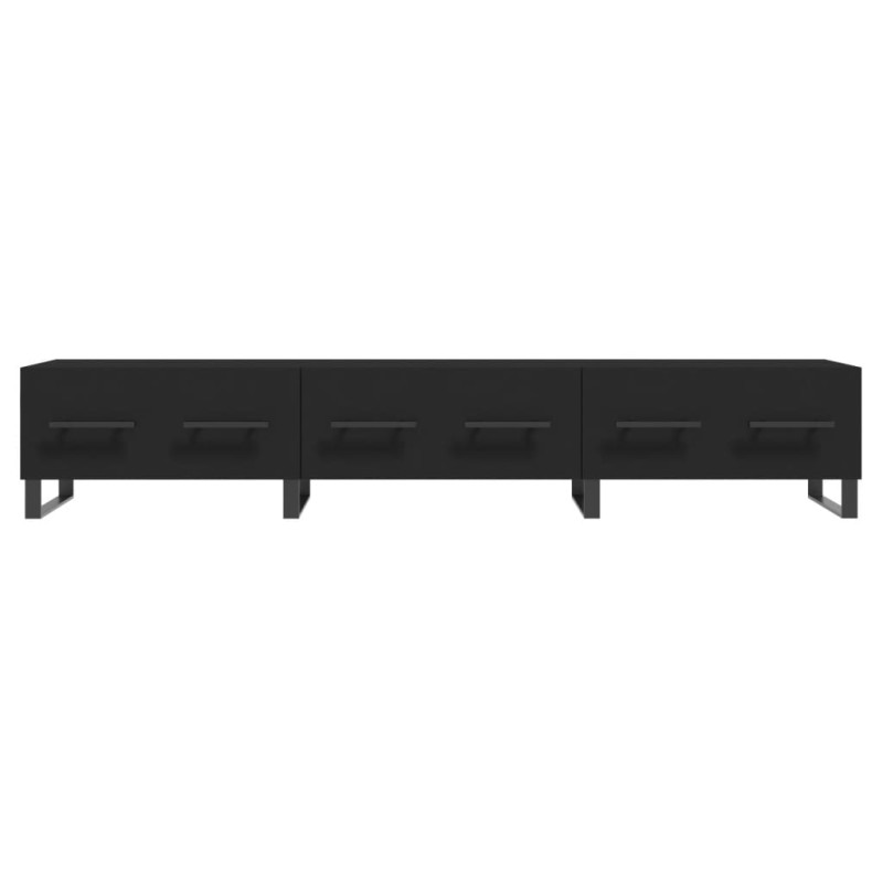 Szafka pod TV, czarna, 150x36x30 cm, materiał drewnopochodny