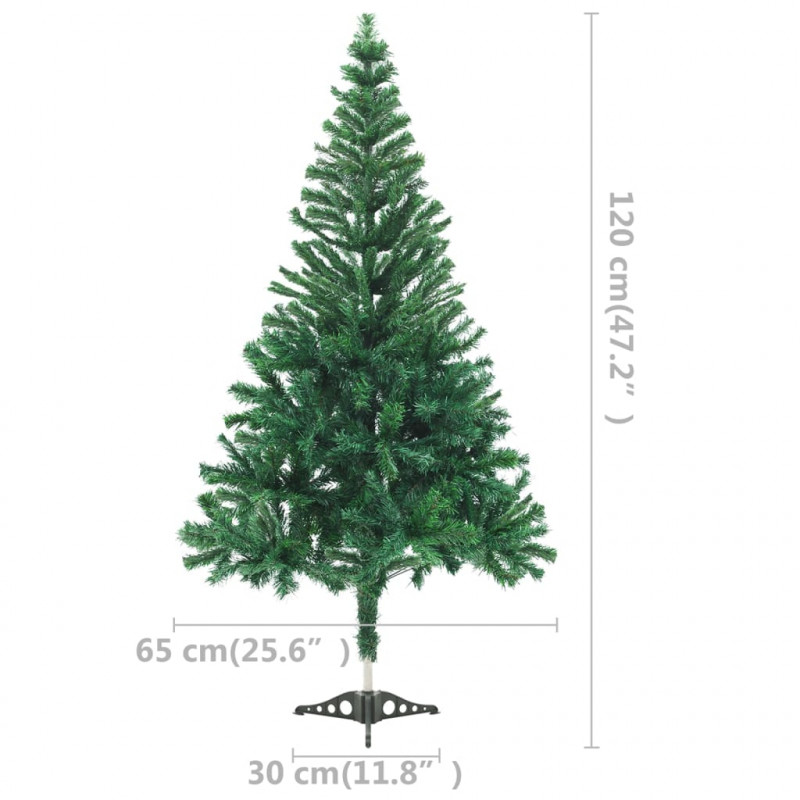Sztuczna choinka z lampkami i bombkami, 120 cm, 230 gałązek