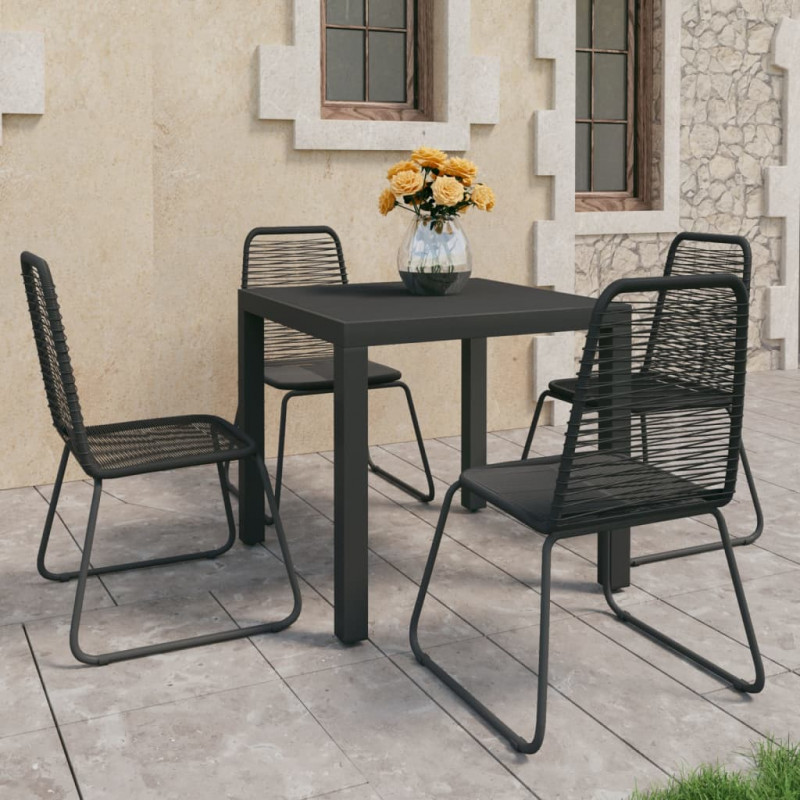 5-częściowy zestaw mebli ogrodowych, rattan PVC, czarny