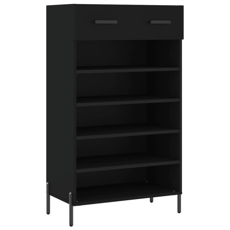 Szafka na buty, czarna, 60x35x105 cm, materiał drewnopochodny