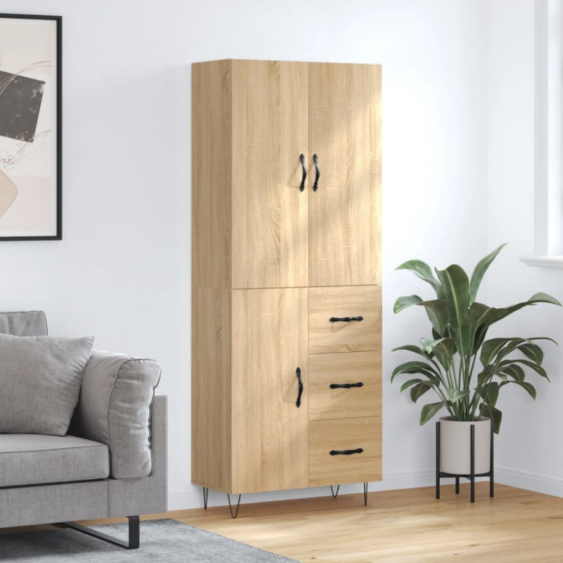 Witrynka, dąb sonoma, 69,5x34x180 cm, materiał drewnopochodny