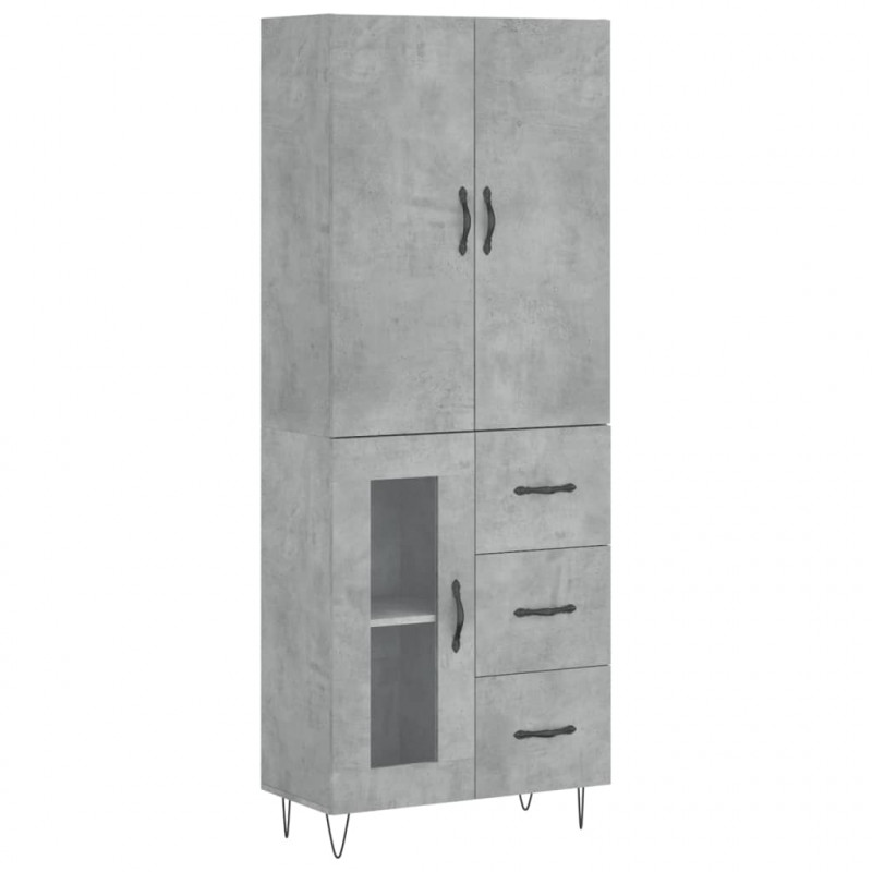 Witrynka, szarość betonu 69,5x34x180 cm materiał drewnopochodny