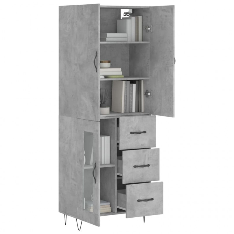Witrynka, szarość betonu 69,5x34x180 cm materiał drewnopochodny
