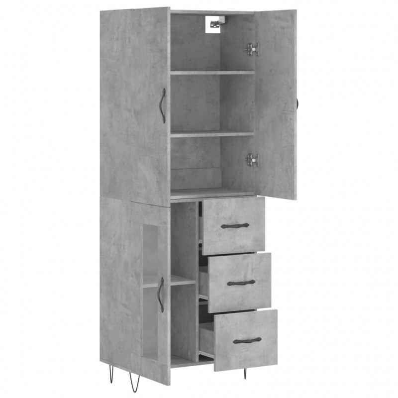 Witrynka, szarość betonu 69,5x34x180 cm materiał drewnopochodny