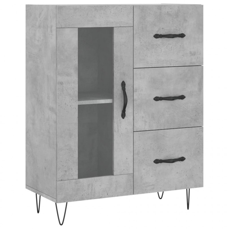 Witrynka, szarość betonu 69,5x34x180 cm materiał drewnopochodny