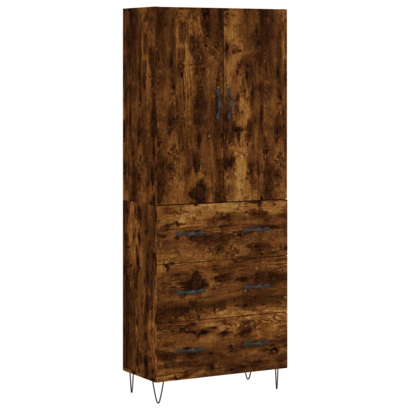 Witrynka przydymiony dąb 69,5x34x180 cm materiał drewnopochodny