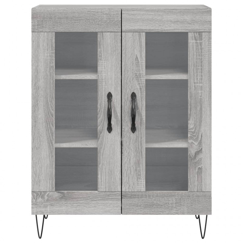 Witrynka szary dąb sonoma 69,5x34x180cm materiał drewnopochodny