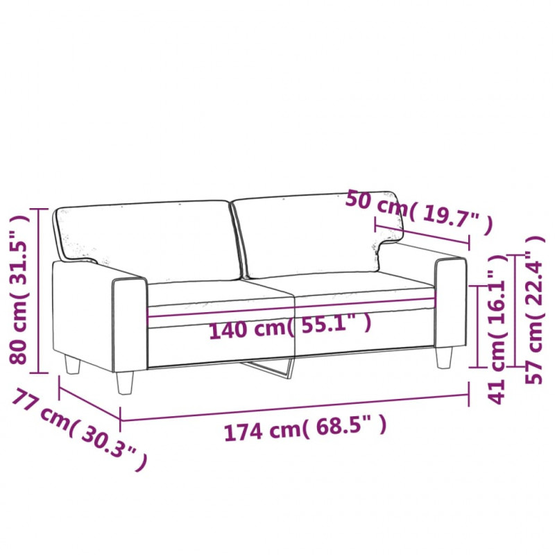 2-osobowa sofa, kolor cappuccino, 140 cm, sztuczna skóra