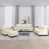 4-osobowa sofa z poduszkami, kremowa, sztuczna skóra