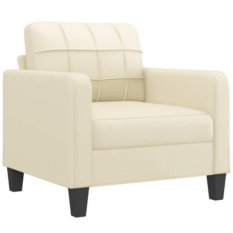 4-osobowa sofa z poduszkami, kremowa, sztuczna skóra