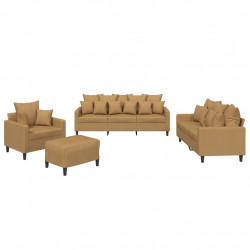 4-cz. komplet wypoczynkowy z poduszkami, brązowy, aksamit