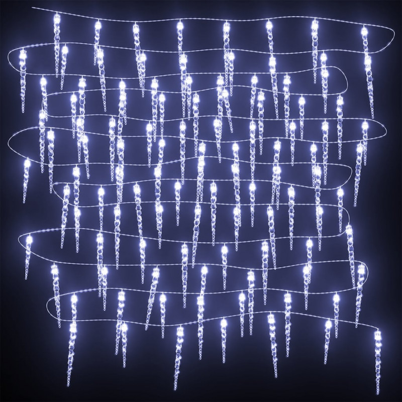 Lampki świąteczne w kształcie sopli, 200 LED, zimna biel, 20 m