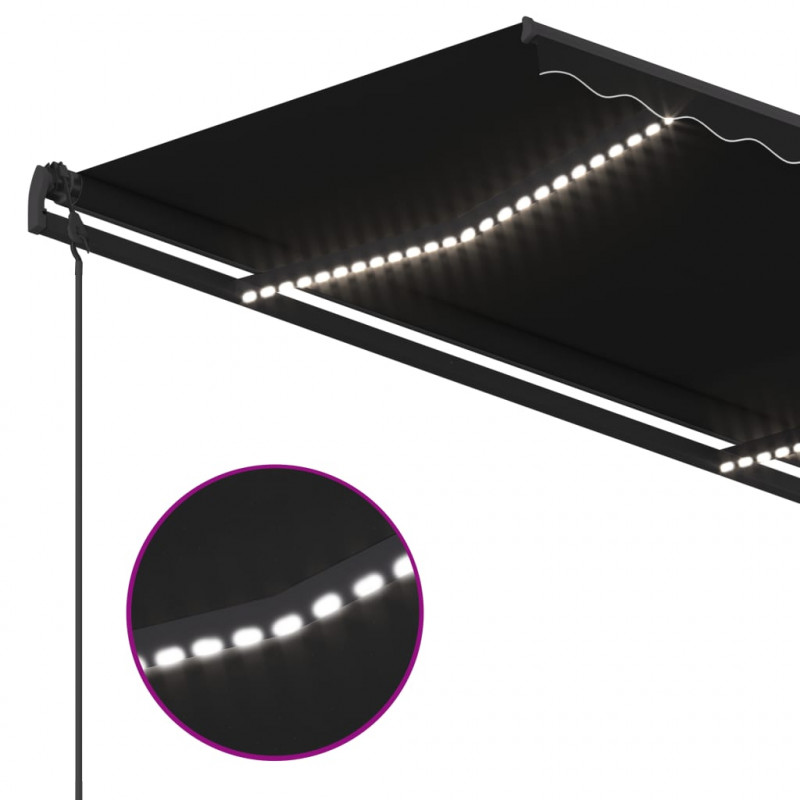 Automatycznie zwijana markiza, LED i czujnik wiatru, 4,5x3,5 m