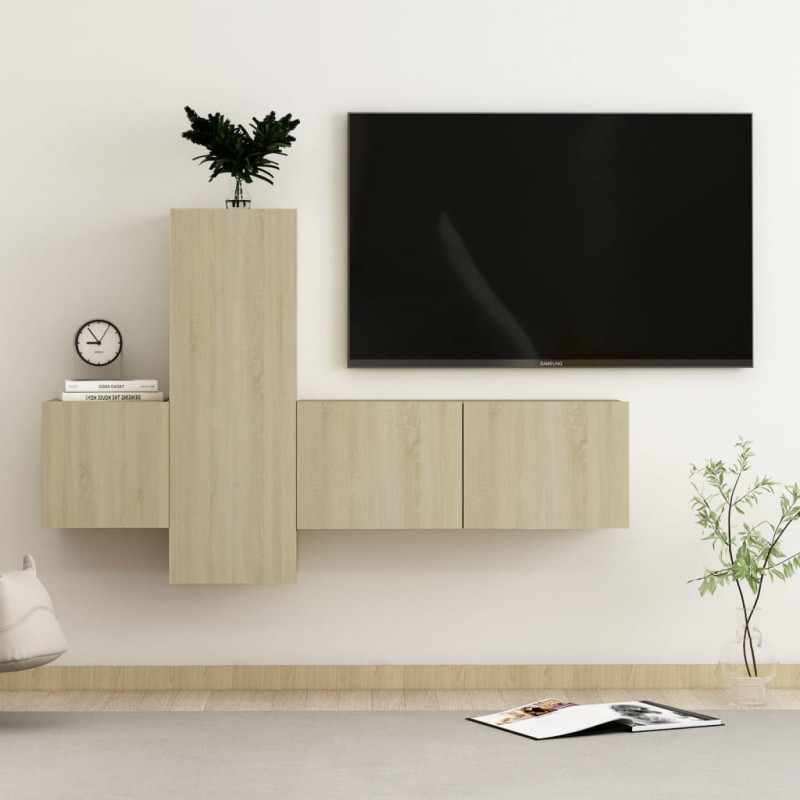 3-cz. zestaw szafek TV, dąb sonoma, materiał drewnopochodny