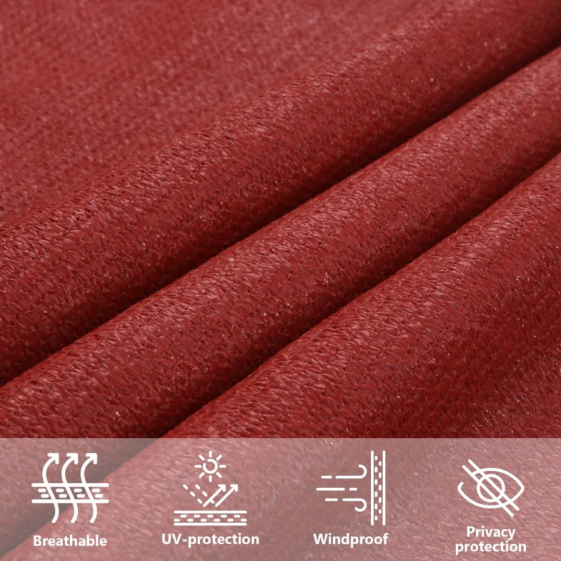 Żagiel przeciwsłoneczny, 160 g/m², czerwony, 3,5x3,5x4,9m, HDPE