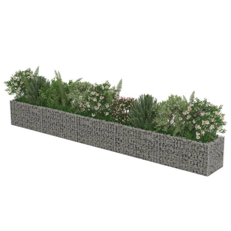 Podwyższona donica gabionowa, galwanizowana stal, 450x50x50 cm