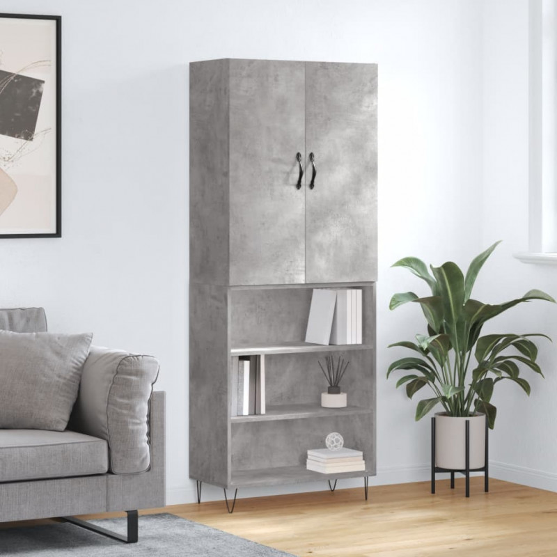 Witrynka, szarość betonu 69,5x34x180 cm materiał drewnopochodny