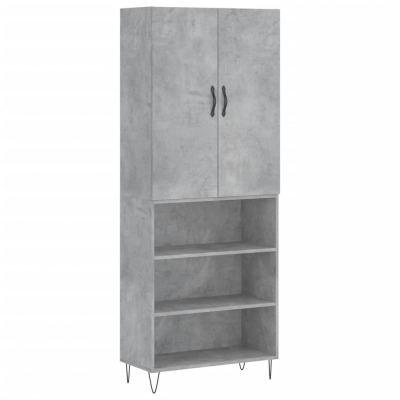 Witrynka, szarość betonu 69,5x34x180 cm materiał drewnopochodny