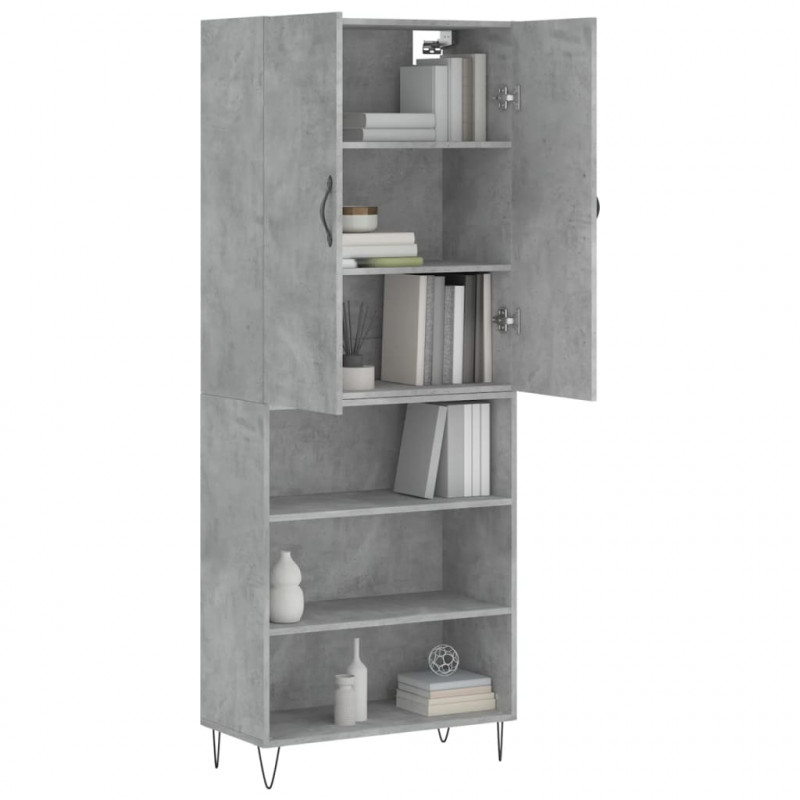 Witrynka, szarość betonu 69,5x34x180 cm materiał drewnopochodny