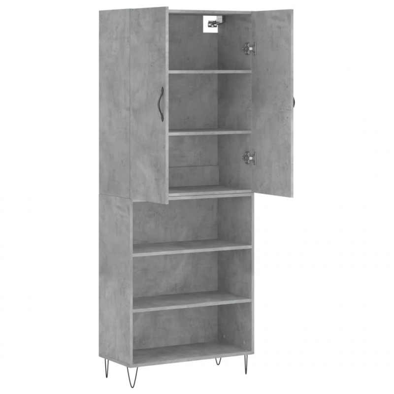Witrynka, szarość betonu 69,5x34x180 cm materiał drewnopochodny