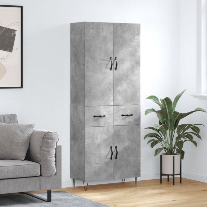 Witrynka, szarość betonu 69,5x34x180 cm materiał drewnopochodny