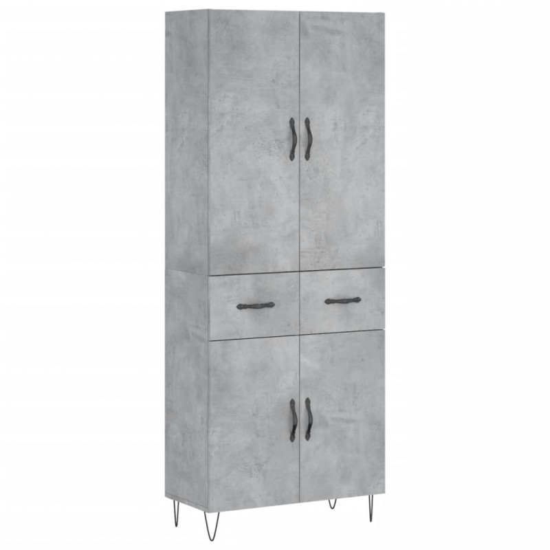 Witrynka, szarość betonu 69,5x34x180 cm materiał drewnopochodny