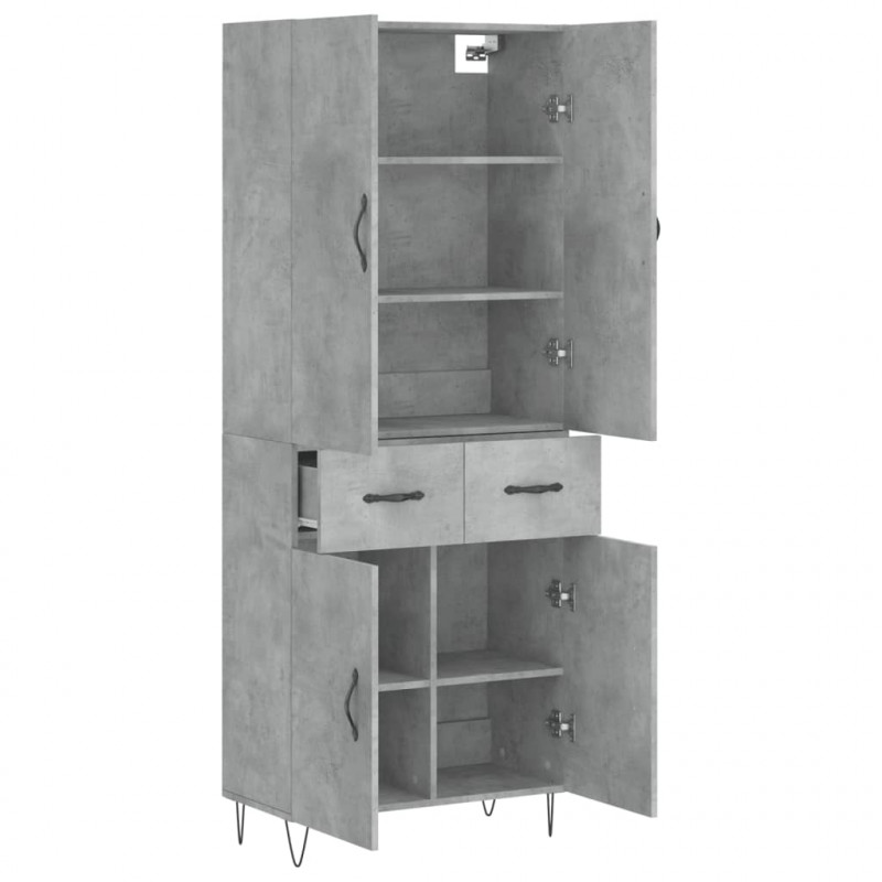 Witrynka, szarość betonu 69,5x34x180 cm materiał drewnopochodny