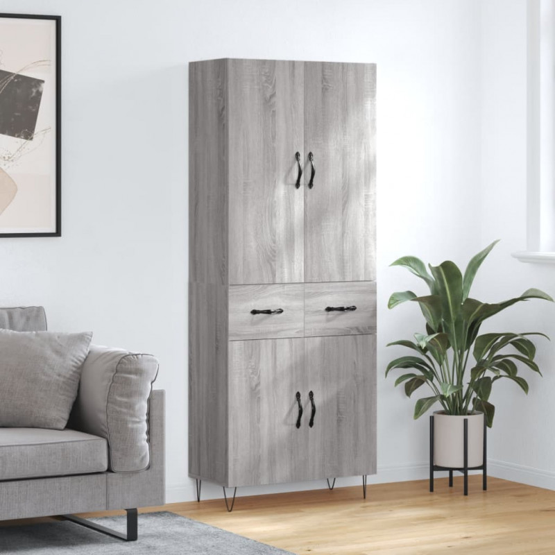 Witrynka szary dąb sonoma 69,5x34x180cm materiał drewnopochodny