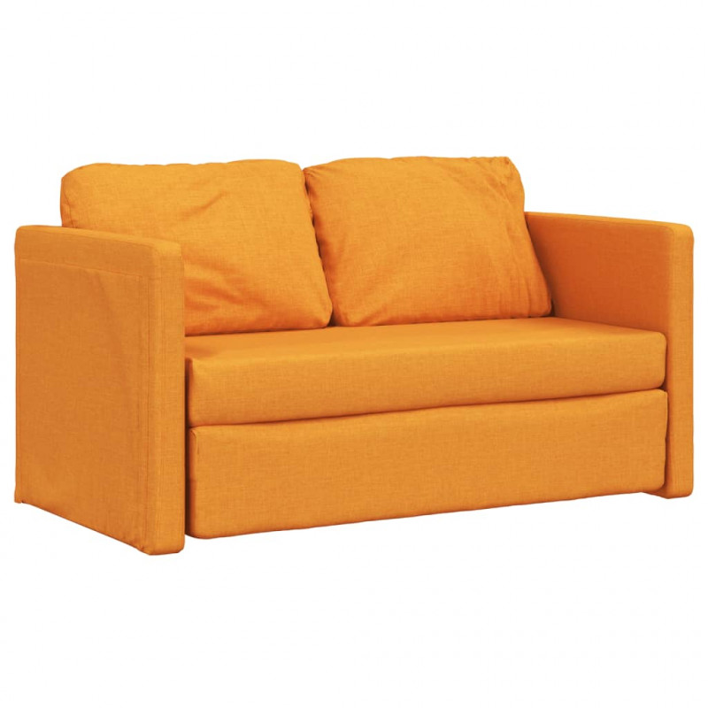 Sofa podłogowa 2-w-1, ciemnożółta, 112x174x55 cm, tkanina