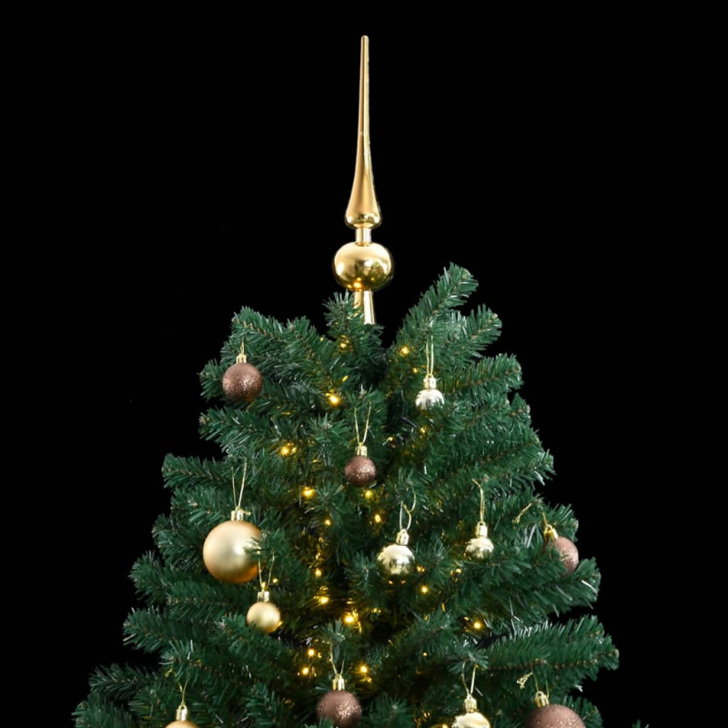 Sztuczna choinka na zawiasach, 300 lampek LED i bombki, 210 cm