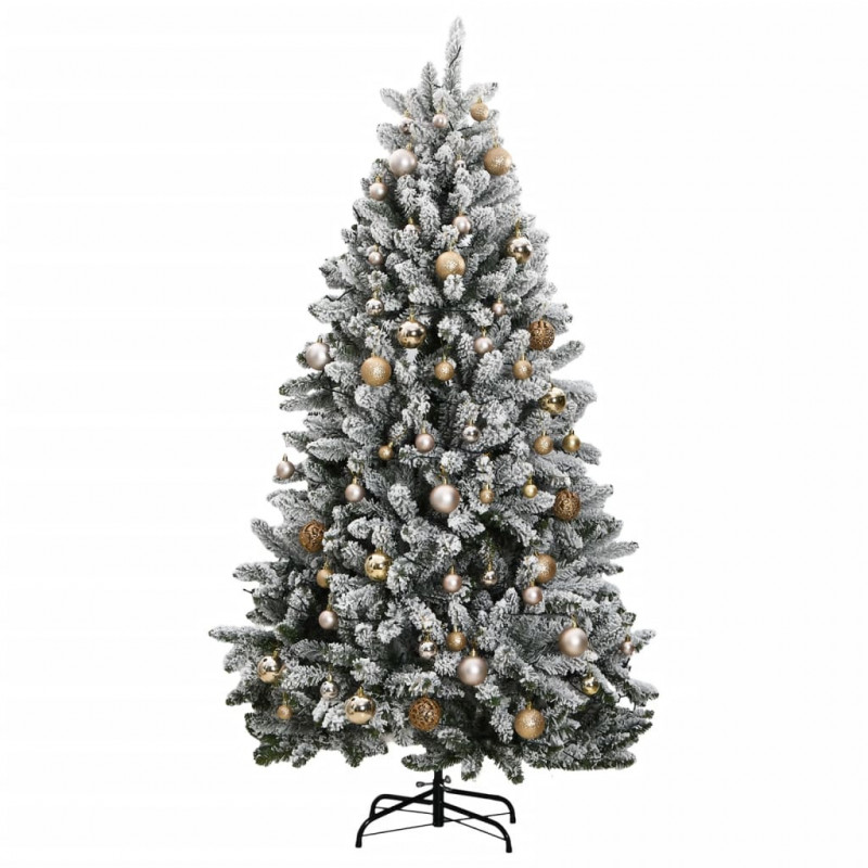 Sztuczna choinka na zawiasach, 300 lampek LED i bombki, 300 cm