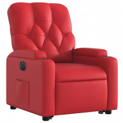 Rozkładany fotel pionizujący, elektryczny, czerwony, ekoskóra