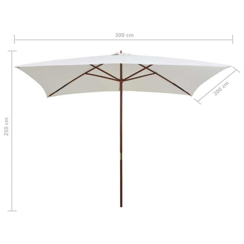 Parasol ogrodowy, 200x300 cm, drewniany, kremowy