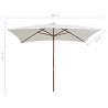Parasol ogrodowy, 200x300 cm, drewniany, kremowy