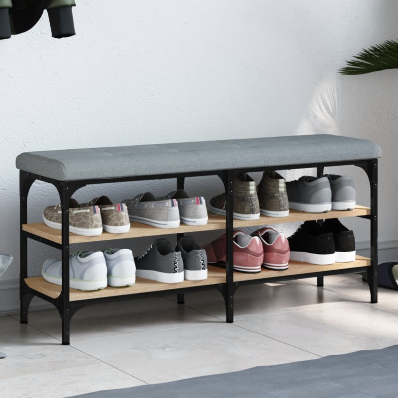 Ławka na buty, dąb sonoma, 102x32x47cm, materiał drewnopochodny
