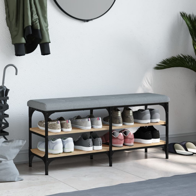 Ławka na buty, dąb sonoma, 102x32x47cm, materiał drewnopochodny