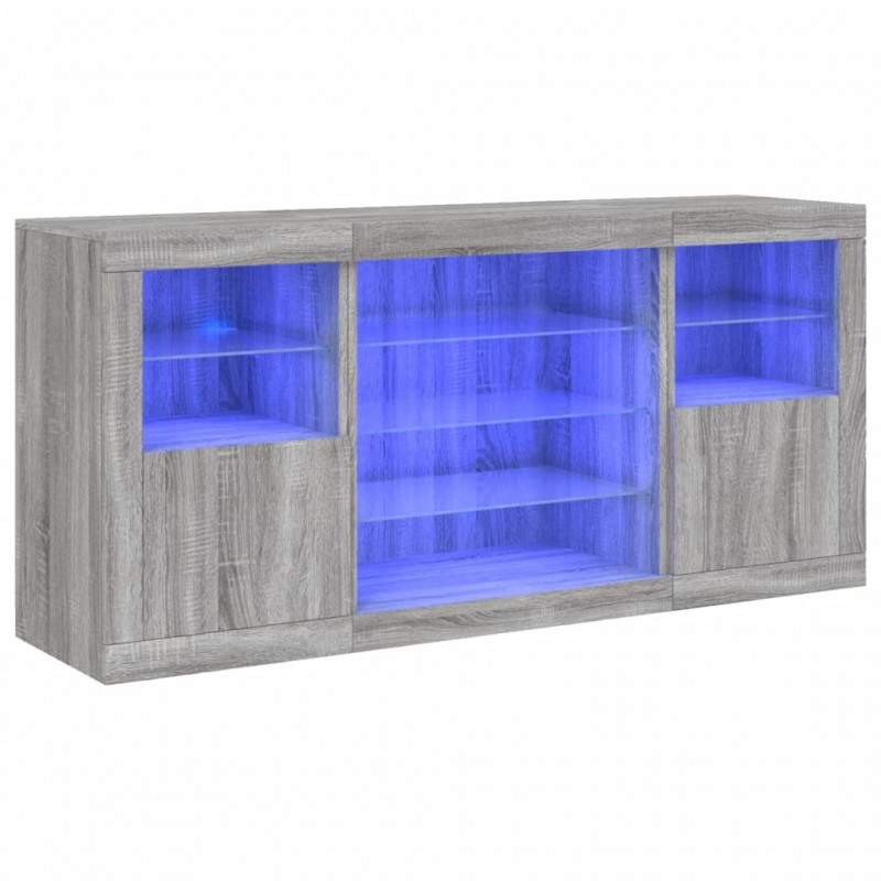 Szafka z oświetleniem LED, szary dąb sonoma, 142,5x37x67 cm