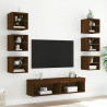 8-częściowy zestaw mebli TV z LED, brązowy dąb