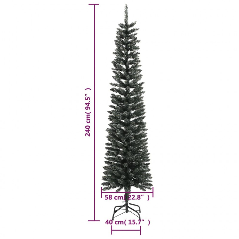 Sztuczna, smukła choinka ze stojakiem, zielona, 240 cm, PVC