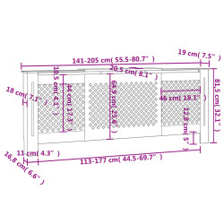 Osłona na kaloryfer z MDF, biała, 205 cm