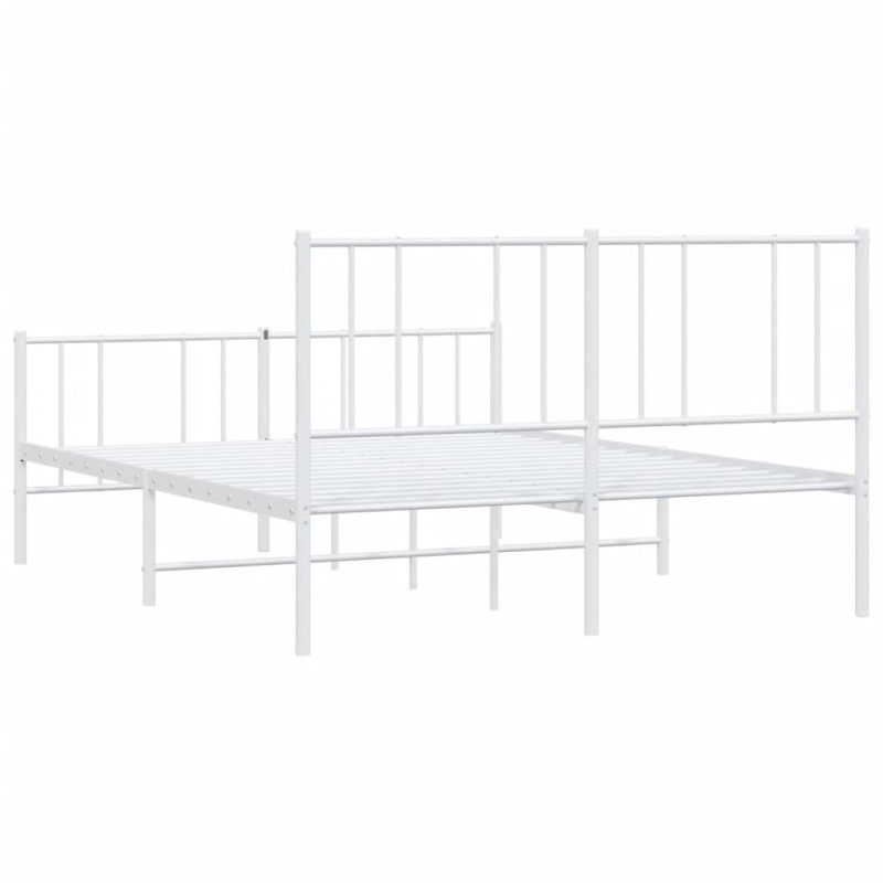 Metalowa rama łóżka z wezgłowiem i zanóżkiem, biała, 140x190 cm