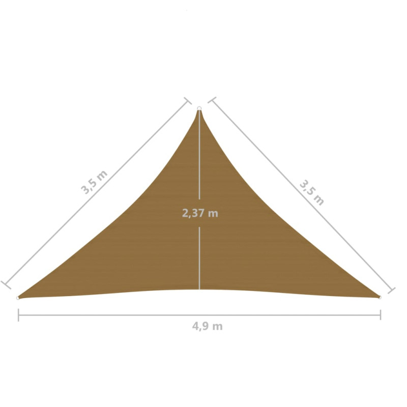 Żagiel przeciwsłoneczny, 160 g/m², taupe, 3,5x3,5x4,9m, HDPE