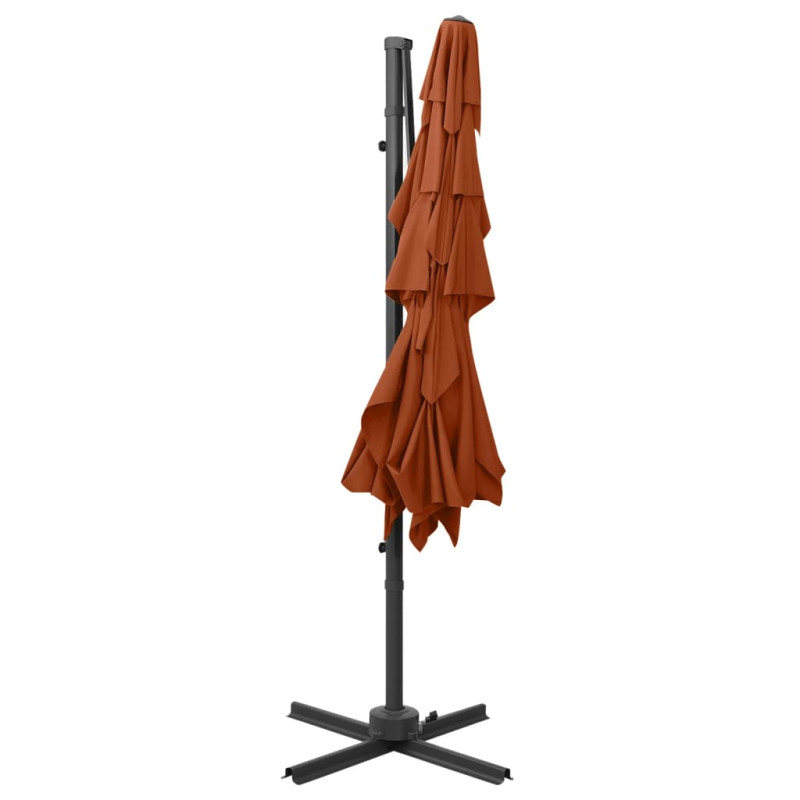 4-poziomowy parasol na aluminiowym słupku, terakota, 250x250 cm