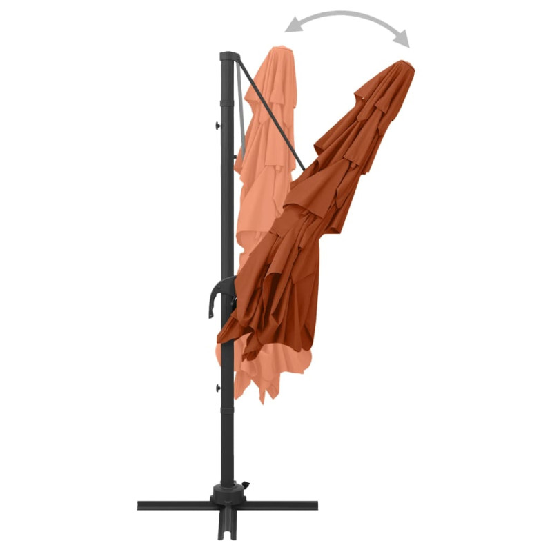 4-poziomowy parasol na aluminiowym słupku, terakota, 250x250 cm
