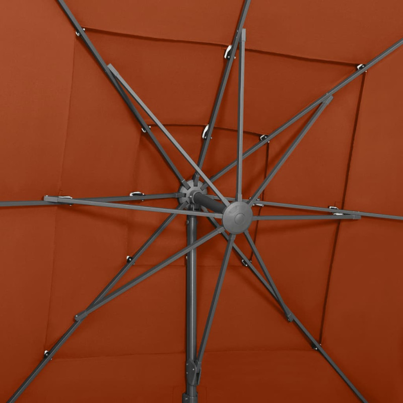 4-poziomowy parasol na aluminiowym słupku, terakota, 250x250 cm